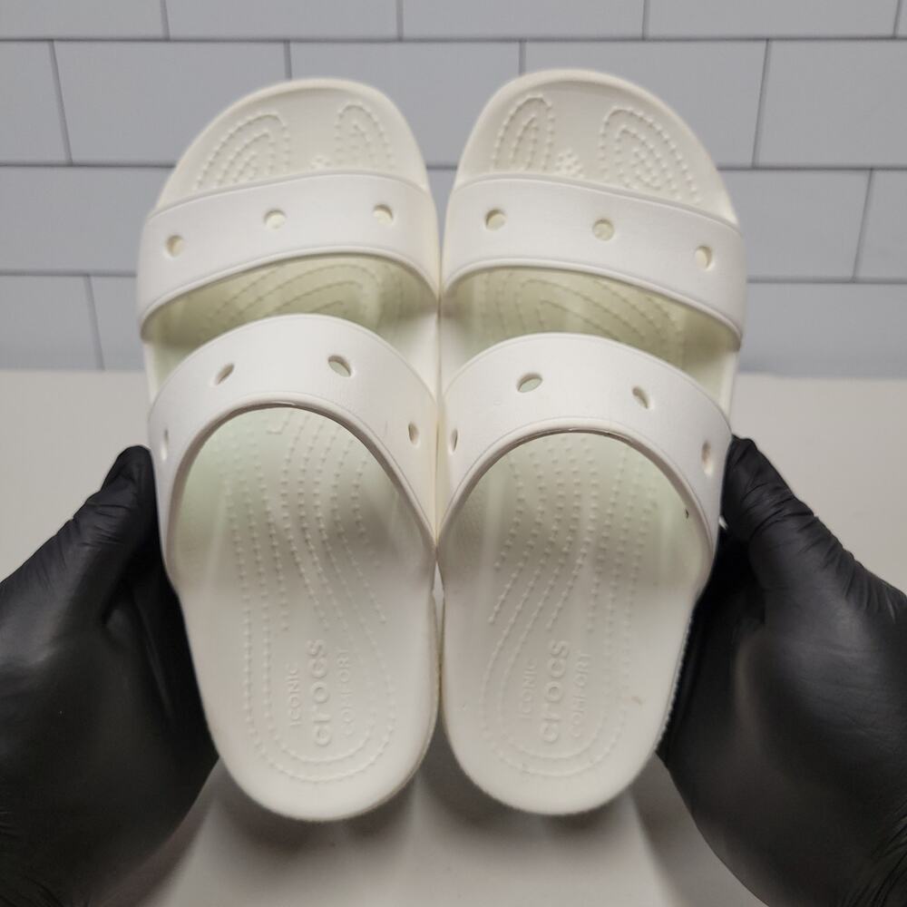 Crocs Women's Classic 2 Strap Slide Sandals White Comfort Lightweight Size 7
